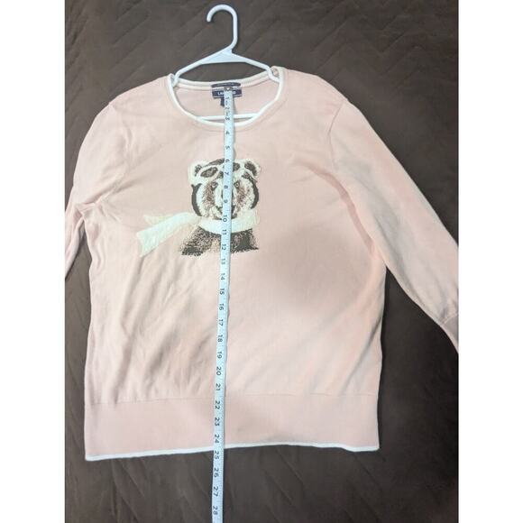 Pink aviator bear graphic knit sweater 100% supima cotton by Land's End size L - Picture 8 of 11